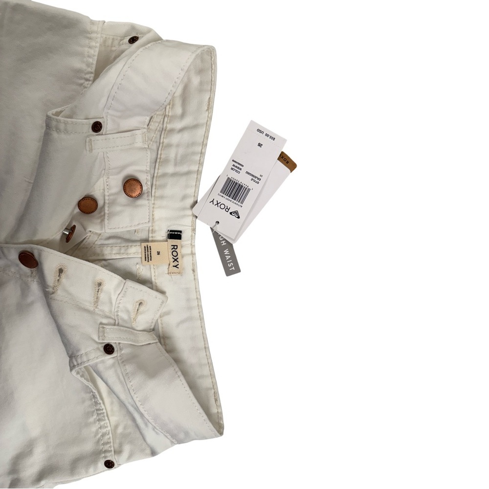 Roxy High Waist Cream Shorts - Picture 5 of 8